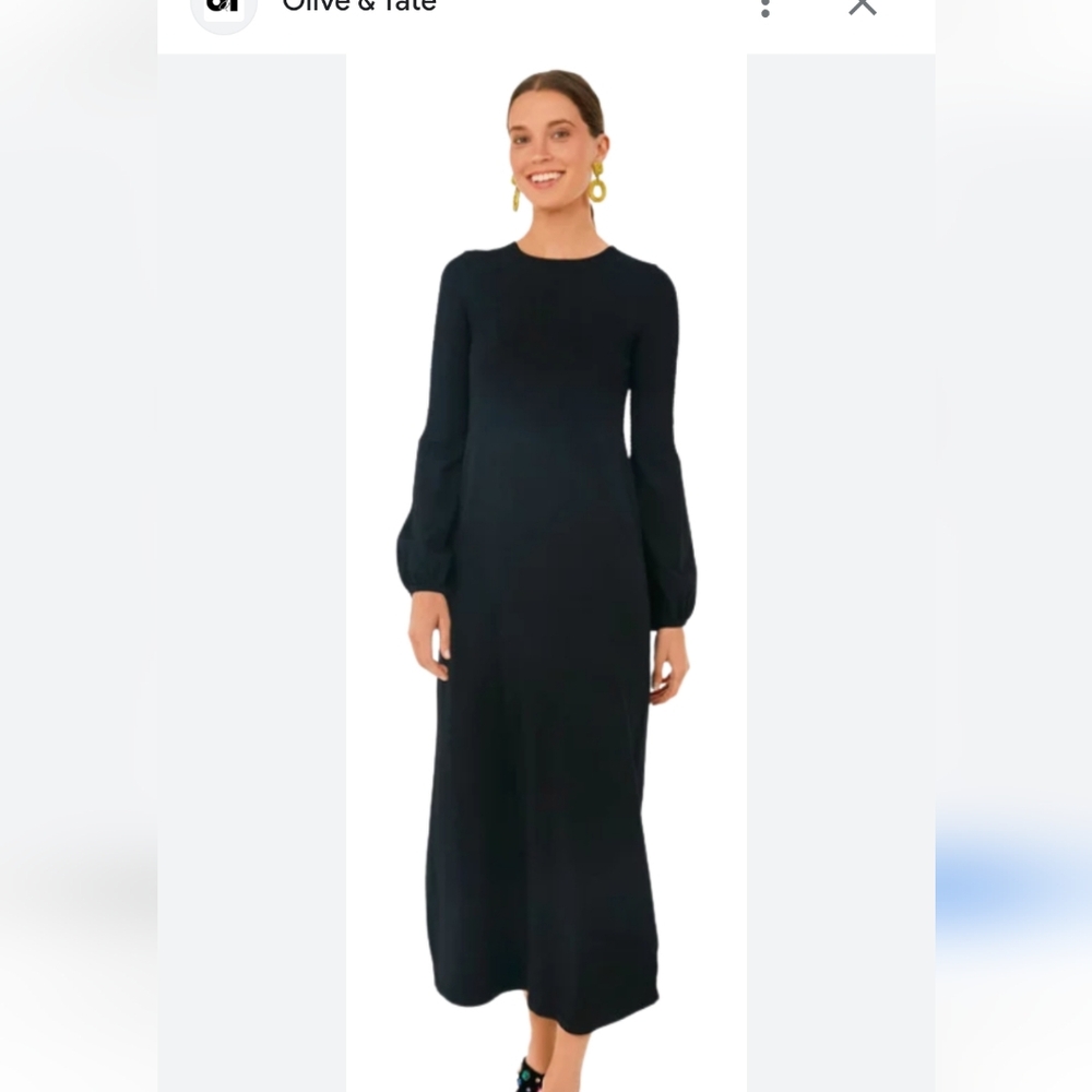 Tuckernuck Black Double Knit Smocked Lennox Dress. Sz Large